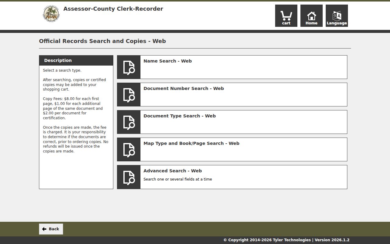 Riverside people search options in the Official Records portal