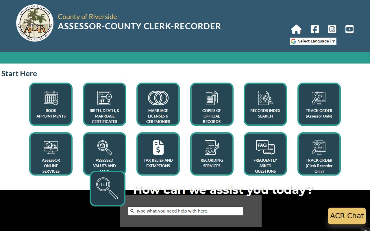 Riverside people search at the county Assessor-County Clerk-Recorder