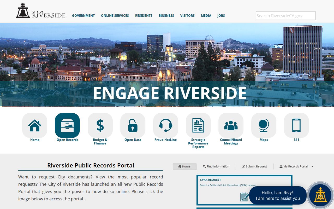 Riverside people search through the city public records portal