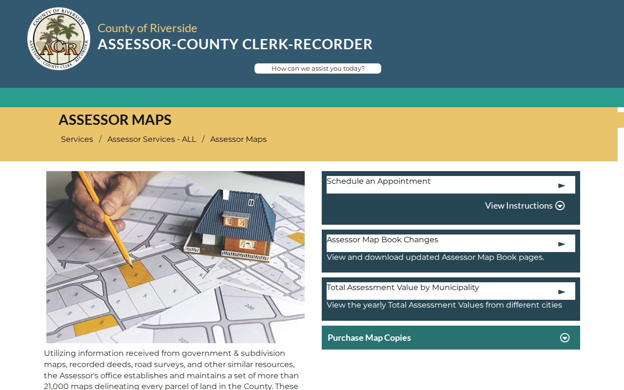 Riverside public records assessor map access page