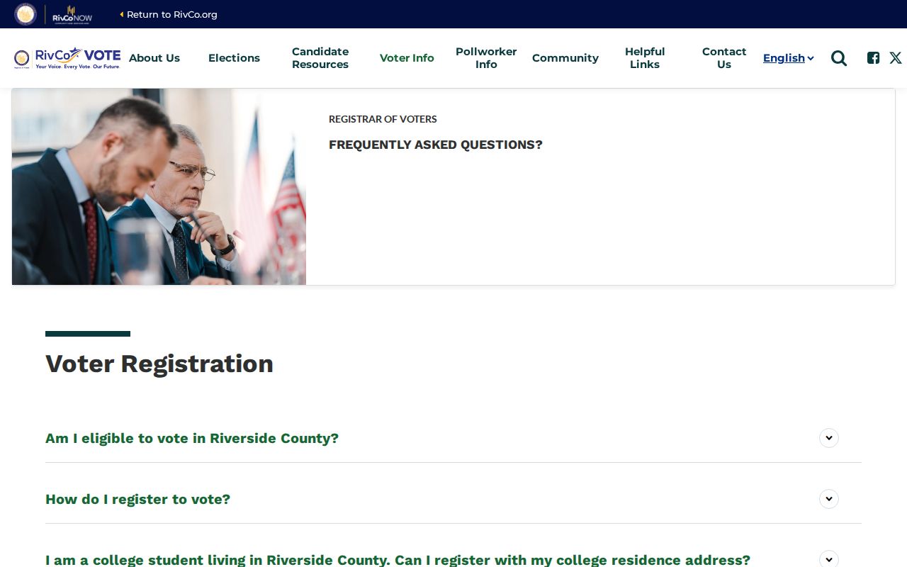 Riverside voter registration records FAQ from the county Registrar